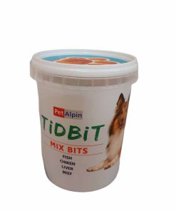 مکمل تشویقی سگ میکس ماهی، مرغ، جگر و بیف برند TiDBiT