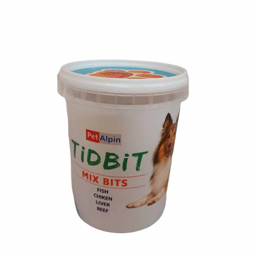 مکمل تشویقی سگ میکس ماهی، مرغ، جگر و بیف برند TiDBiT